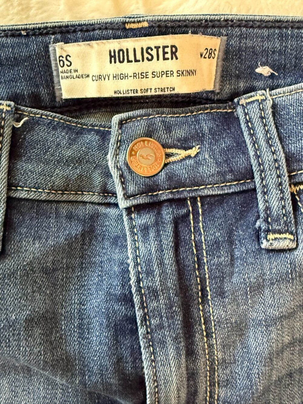 Hollister Curvy High Rise Super Skinny Jeans Women's 6S W28S Soft Stretch Cuffed - Picture 4 of 6